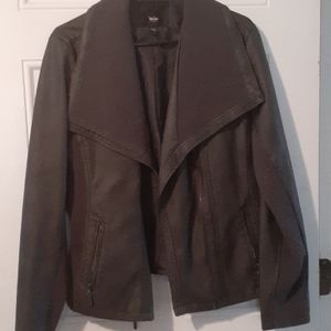 Grey Faux Leather Jacket